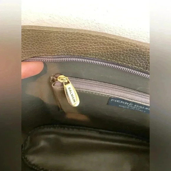 BALMAIN Vintage Leather Hunter Green Purse - Picture 9 of 15